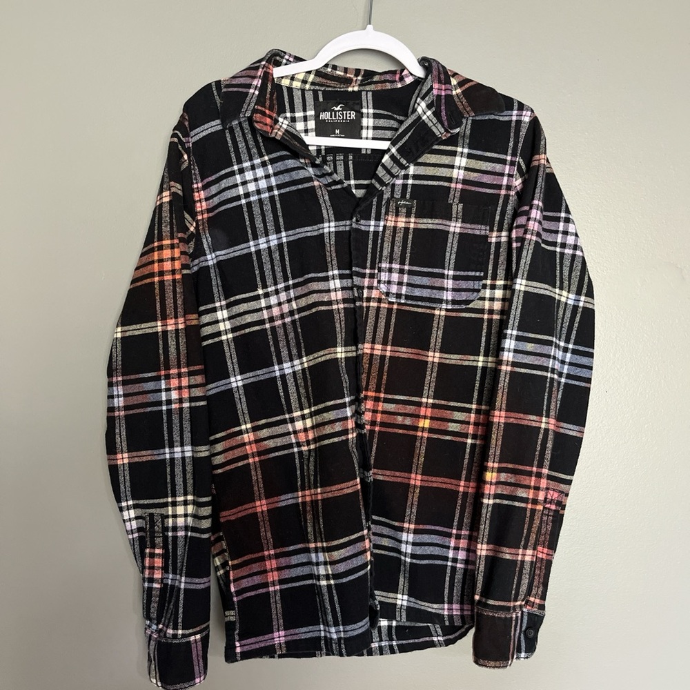 Hollister Black and White Plaid Shirt